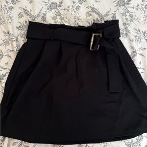 SHEIN Black Belted Mini Skirt